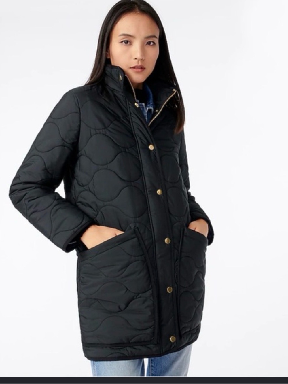 J.Crew Signature Quilted Cocoon Puffer Coat Black - Size S